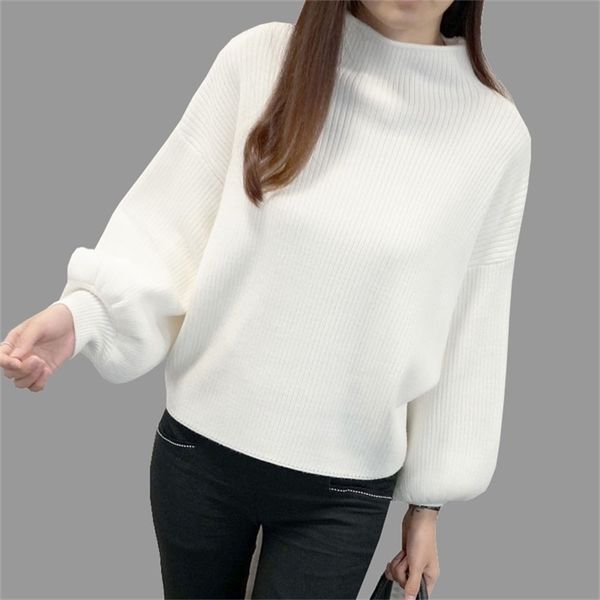 new winter women fashion turtleneck batwing sleeve pullovers loose knitted sweaters female jumper y200910, White;black
new winter women fashion turtleneck batwing sleeve pullovers loose knitted sweaters female jumper y200910, White;black