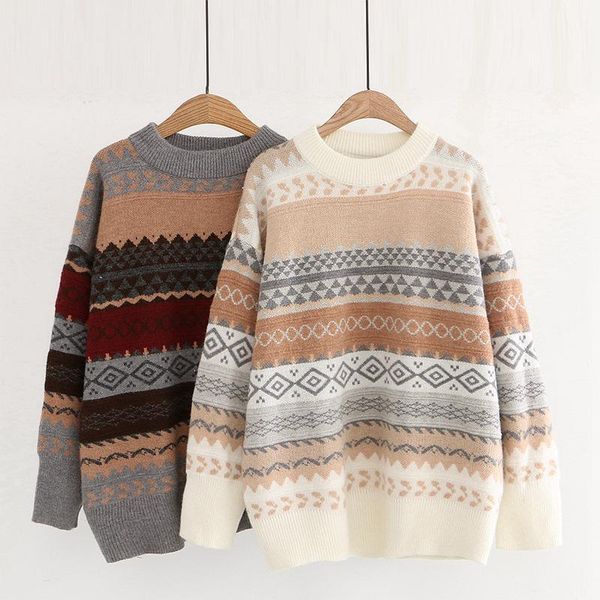 women's sweaters knitted sweater women's autumn winter geometric pattern loose outerwear long sleeve pullover mori girl warm suete, White;black
women's sweaters knitted sweater women's autumn winter geometric pattern loose outerwear long sleeve pullover mori girl warm suete, White;black