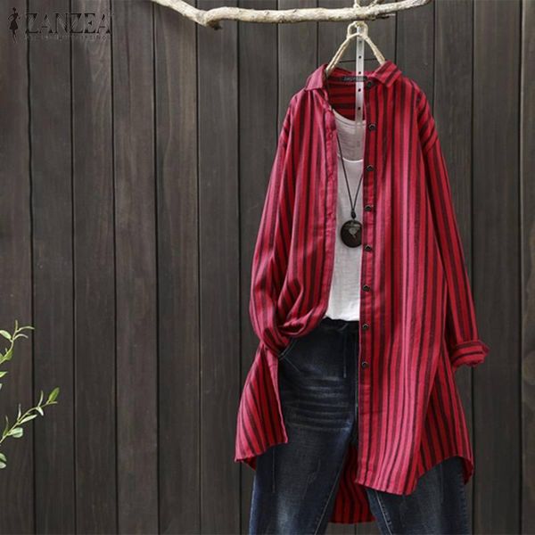 zanzea women and blouses 2020 vintage stripe print shirt casual lapel neck tunic long sleeve cotton linen blusas plus size, White
zanzea women and blouses 2020 vintage stripe print shirt casual lapel neck tunic long sleeve cotton linen blusas plus size, White