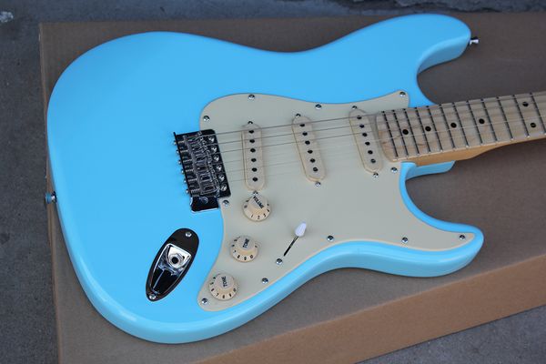 factory custom sky blue electric guitar with maple fretboard,cream pickguard,chrome hardware,can be customized
factory custom sky blue electric guitar with maple fretboard,cream pickguard,chrome hardware,can be customized
