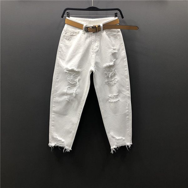 summer new korea fashion vintage ripped white jeans for women loose casual ankle-length denim harem pants jean femme lj201013, Blue
summer new korea fashion vintage ripped white jeans for women loose casual ankle-length denim harem pants jean femme lj201013, Blue