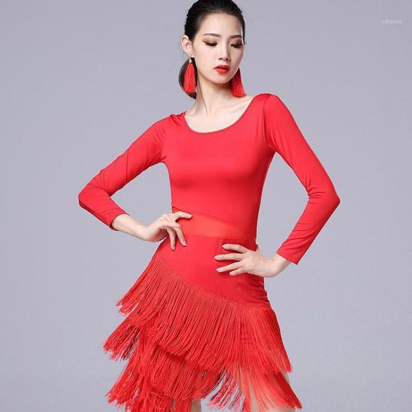 latin dance dress female dress new v-neck tassel performance dance costume rumba samba competition wear1, Black;red
latin dance dress female dress new v-neck tassel performance dance costume rumba samba competition wear1, Black;red