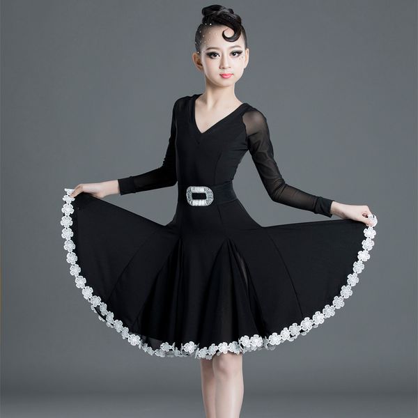 new latin dance dress kidswear v neck embroidery skirt mesh sleeves rumba club party show costume performing black dress bi840, Black;red
new latin dance dress kidswear v neck embroidery skirt mesh sleeves rumba club party show costume performing black dress bi840, Black;red