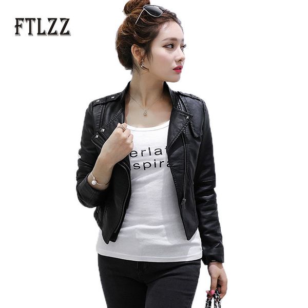 women faux leather jacket spring autumn slim biker jacket ladies black rivet moto pvs short coats outerwear lj201012
women faux leather jacket spring autumn slim biker jacket ladies black rivet moto pvs short coats outerwear lj201012