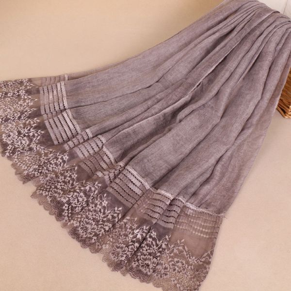 women's fashion plain lace floral patchwork viscose shawl scarf muslim hijab sjaal head wraps snood 180*85cm y201007, Blue;gray
women's fashion plain lace floral patchwork viscose shawl scarf muslim hijab sjaal head wraps snood 180*85cm y201007, Blue;gray
