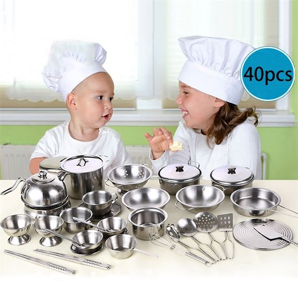 40pcs children pretend role play set stainless steel kids play house kitchen toys cookware cooking utensils pots pans toy t6# y200428
40pcs children pretend role play set stainless steel kids play house kitchen toys cookware cooking utensils pots pans toy t6# y200428