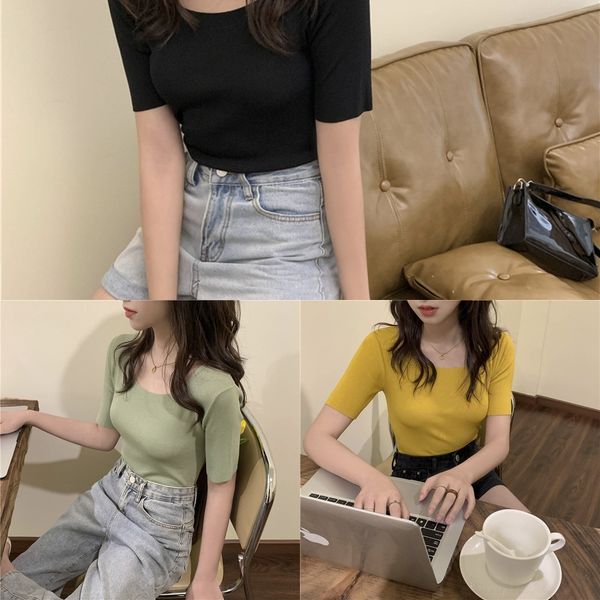 n5oex short-sleeved sweater t-shirt 2020 summer new slim sw short square collar collarbone tight women's fashion t-shirt sweatersweater, White
n5oex short-sleeved sweater t-shirt 2020 summer new slim sw short square collar collarbone tight women's fashion t-shirt sweatersweater, White