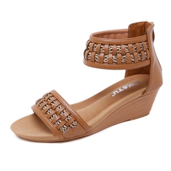 dress shoes woman wedge 4.5cm sandals pu back zipper rome style women's weaving comfortable roman 2021, Black
dress shoes woman wedge 4.5cm sandals pu back zipper rome style women's weaving comfortable roman 2021, Black