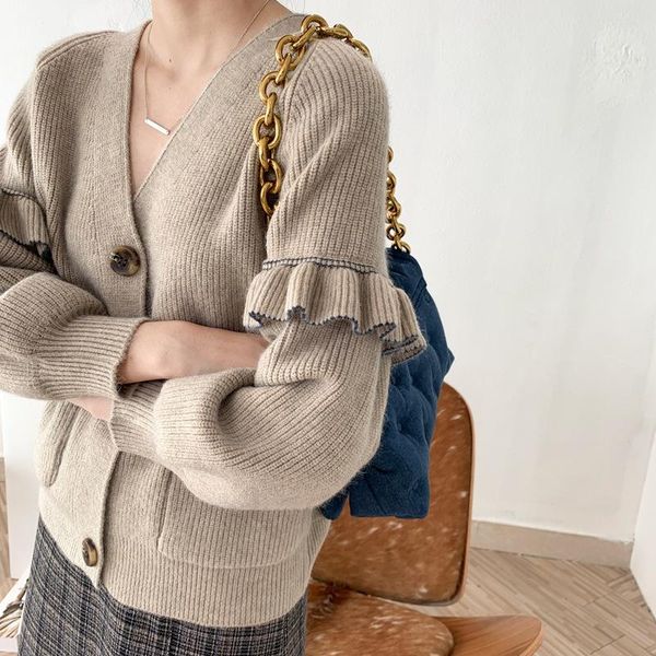 women's knits & tees women knitted sweater cardigan button up for clothes long lantern sleeve winter, White
women's knits & tees women knitted sweater cardigan button up for clothes long lantern sleeve winter, White