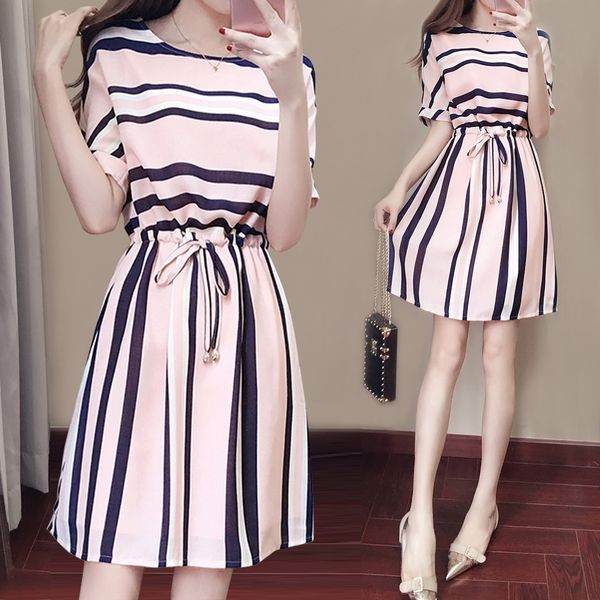 dress short sleeve 2020 summer new korean women's fashion mid long slim casual striped striped skirt stripe skirt 69pv6, Black;gray
dress short sleeve 2020 summer new korean women's fashion mid long slim casual striped striped skirt stripe skirt 69pv6, Black;gray