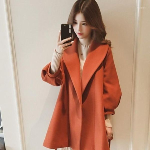 women's warm jacket autumn and winter thick wool long coat jacket loose and thin lantern sleeve woolen cloth ladies open coat1, Black
women's warm jacket autumn and winter thick wool long coat jacket loose and thin lantern sleeve woolen cloth ladies open coat1, Black