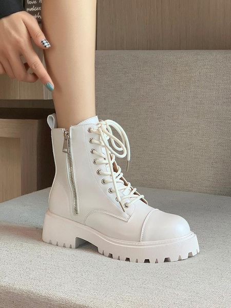 round toe white ankle boots women's shoes platform luxury designer lace up booties ladies boots-women low clogs fashion autumn, Black
round toe white ankle boots women's shoes platform luxury designer lace up booties ladies boots-women low clogs fashion autumn, Black