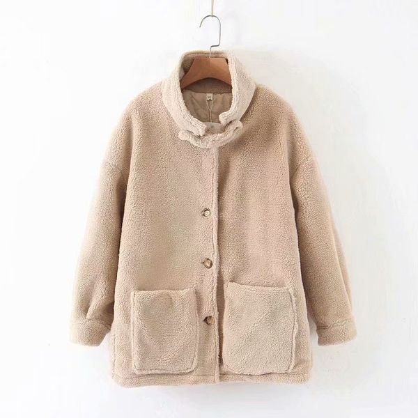 2021 new winter new women's retro simple sweet wild lapel single-breasted pocket long-sleeved fleece jacket 6cp2, Black
2021 new winter new women's retro simple sweet wild lapel single-breasted pocket long-sleeved fleece jacket 6cp2, Black