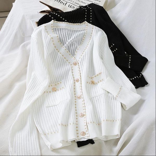 autumn elagant coats women hollow out knit cardigan cropped knit soft sweater vintage knit cardigan, White;black
autumn elagant coats women hollow out knit cardigan cropped knit soft sweater vintage knit cardigan, White;black