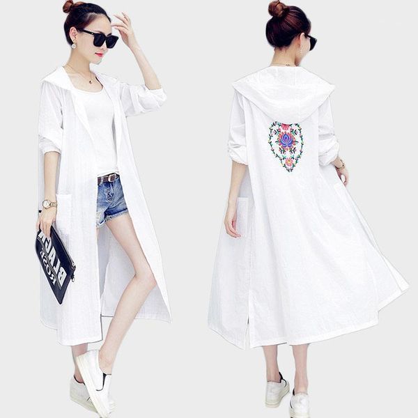 new korean style women summer sun protection clothing large size embroidered hooded long coat ultra-thin anti-uv outwear 731, Tan;black
new korean style women summer sun protection clothing large size embroidered hooded long coat ultra-thin anti-uv outwear 731, Tan;black