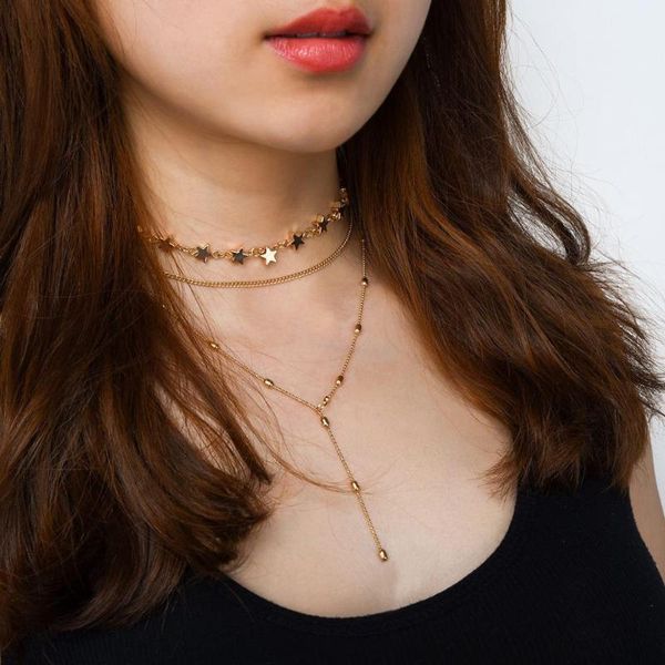 new fashion boho star multilayer choker necklace korean gold color simple tassel necklace pendants for women party jewelry 2020, Golden;silver
new fashion boho star multilayer choker necklace korean gold color simple tassel necklace pendants for women party jewelry 2020, Golden;silver