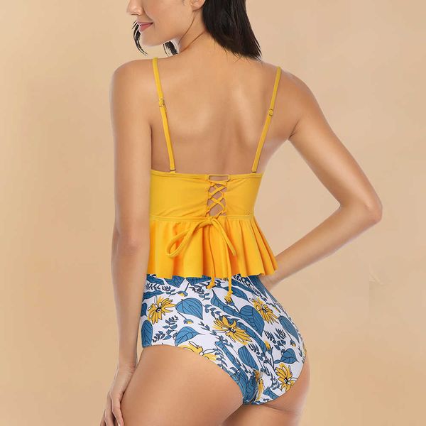 ruffled bikini high waist swimsuit floral women bikini 2020 leopard swimwear push up swimsuit women female printed bathing suits, Black 
ruffled bikini high waist swimsuit floral women bikini 2020 leopard swimwear push up swimsuit women female printed bathing suits, Black