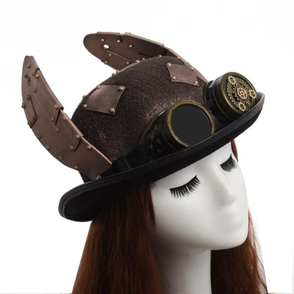 steampunk hat retro ears goggle billycock groom punk bowler fedora women hats
steampunk hat retro ears goggle billycock groom punk bowler fedora women hats