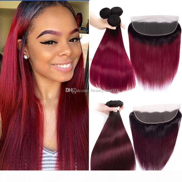 1b 99j bur ombre straight bundles with ear to ear frontal 3 bundles peruvian human hair with closure 13x4 lace frontal closure remy hair, Black;brown
1b 99j bur ombre straight bundles with ear to ear frontal 3 bundles peruvian human hair with closure 13x4 lace frontal closure remy hair, Black;brown