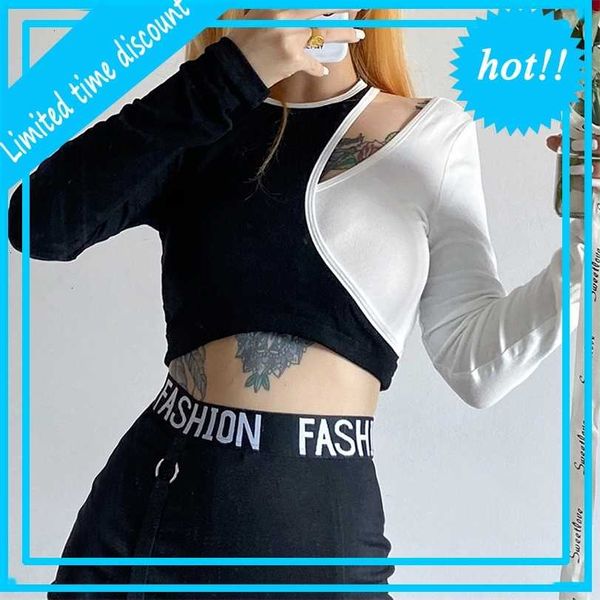 new 2021ins autumn women's long sleeve round neck contrast navel t-shirt, White
new 2021ins autumn women's long sleeve round neck contrast navel t-shirt, White