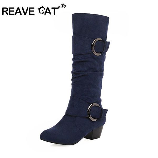 boots reave cat female knee low square heel pleated pointed toe buckle zipper comfortable winter shoes size 9 12, Black
boots reave cat female knee low square heel pleated pointed toe buckle zipper comfortable winter shoes size 9 12, Black