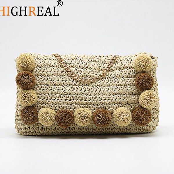 highreal hair ball decoration straw bag bohemian beach bag for women summer travel handbags chain hand-woven shoulder
highreal hair ball decoration straw bag bohemian beach bag for women summer travel handbags chain hand-woven shoulder