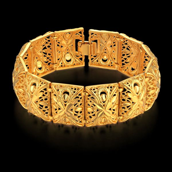 women's bracelet gold color chunky bracelets wholesale braslet hollow chains link bracelet for women wide jewelry female gift 8" 0, Black
women's bracelet gold color chunky bracelets wholesale braslet hollow chains link bracelet for women wide jewelry female gift 8" 0, Black