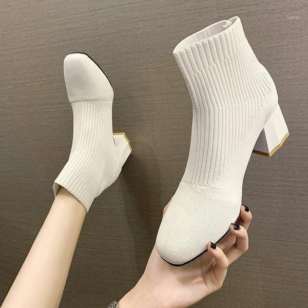 2020 spring autumn sock boots square toe knit fabric med heel pumps shoes 5.5 cm slip on short ankle boots1, Black
2020 spring autumn sock boots square toe knit fabric med heel pumps shoes 5.5 cm slip on short ankle boots1, Black