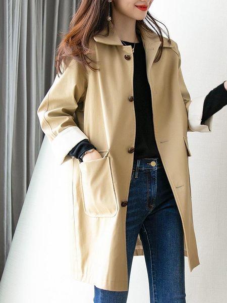 2220 casual versatile loose fold-down collar elegant windbreaker women mid-length short-height -50, Tan;black
2220 casual versatile loose fold-down collar elegant windbreaker women mid-length short-height -50, Tan;black
