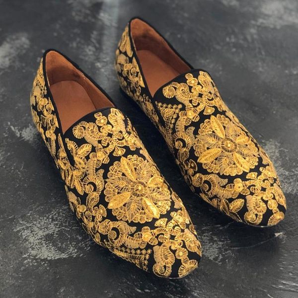 men wedding shoes gold emebroidered loafers fashionable nightclub party shoes zapatos hombre, Black
men wedding shoes gold emebroidered loafers fashionable nightclub party shoes zapatos hombre, Black