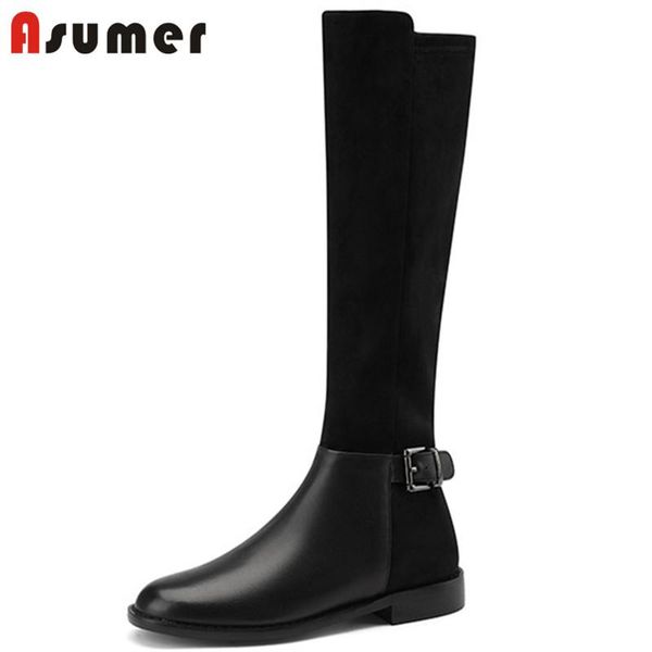 asumer 2021 new arrive knee high boots women autumn winter genuine leather +flock low heel casual shoes woman long boots, Black
asumer 2021 new arrive knee high boots women autumn winter genuine leather +flock low heel casual shoes woman long boots, Black