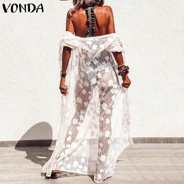 2020 vonda women blouses see through shirts casual long sleeve lace crochet hollow long beachwear plus size cardigans, White
2020 vonda women blouses see through shirts casual long sleeve lace crochet hollow long beachwear plus size cardigans, White