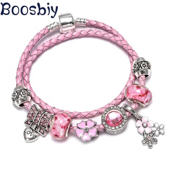 charm bracelets boosbiy jewelry gift diy pink leather bracelet with crystal flower beads fit snake chain for women, Golden;silver
charm bracelets boosbiy jewelry gift diy pink leather bracelet with crystal flower beads fit snake chain for women, Golden;silver