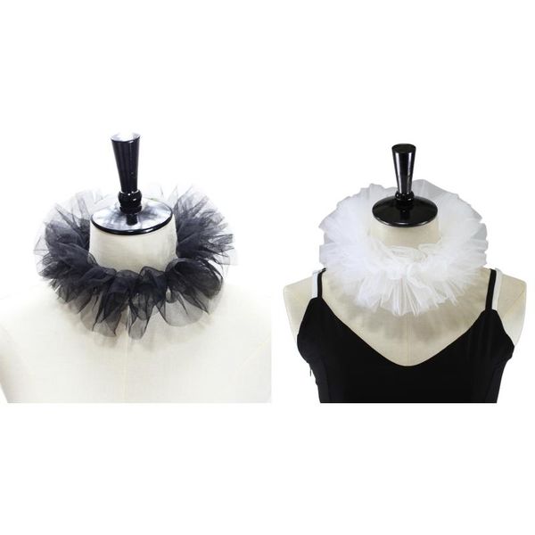 women renaissance tulle fluffy ruffled fake collar vintage layered mesh small neck ruff lace-up decorative clown choker wrap cos, Blue;purple
women renaissance tulle fluffy ruffled fake collar vintage layered mesh small neck ruff lace-up decorative clown choker wrap cos, Blue;purple