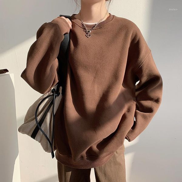 women fleece solid color hooides sweatshirt autumn winter new brown thick warm round neck loose pullover female sweatshirts1, Black
women fleece solid color hooides sweatshirt autumn winter new brown thick warm round neck loose pullover female sweatshirts1, Black