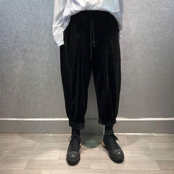 men's pants autumn japanese loose velvet thickened straight wide-leg men's dark wind elastic waist wild thin harem tide1, Black
men's pants autumn japanese loose velvet thickened straight wide-leg men's dark wind elastic waist wild thin harem tide1, Black