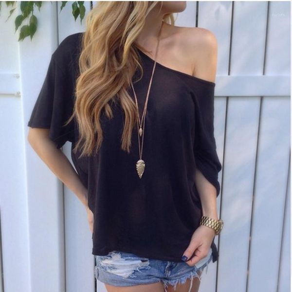 wholesale- solid cotton one-shoulder casual t-shirt short batwing sleeve t-shirt loose tee summer short-sleeved 1, White
wholesale- solid cotton one-shoulder casual t-shirt short batwing sleeve t-shirt loose tee summer short-sleeved 1, White