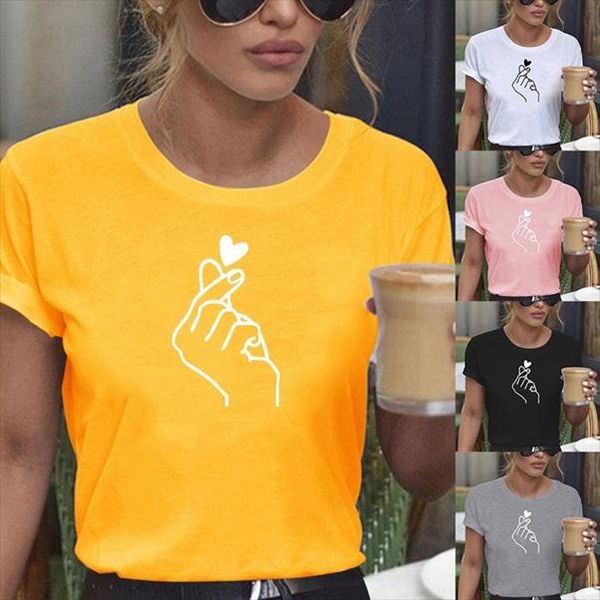 new women fashion short sleeve tee female ops t shirts little hand than heart cute polyester cotton short plus size, White
new women fashion short sleeve tee female ops t shirts little hand than heart cute polyester cotton short plus size, White