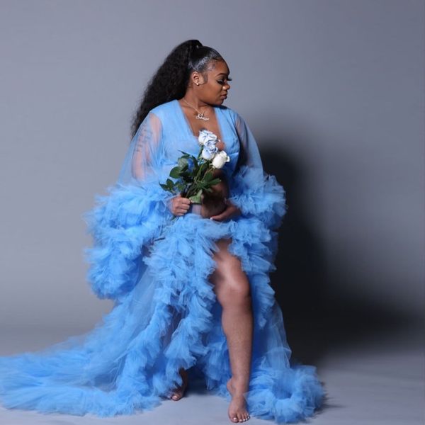 sky blue tulle prom dresses maternity robes custom made long women sheer see through tulle evening gowns, Black
sky blue tulle prom dresses maternity robes custom made long women sheer see through tulle evening gowns, Black