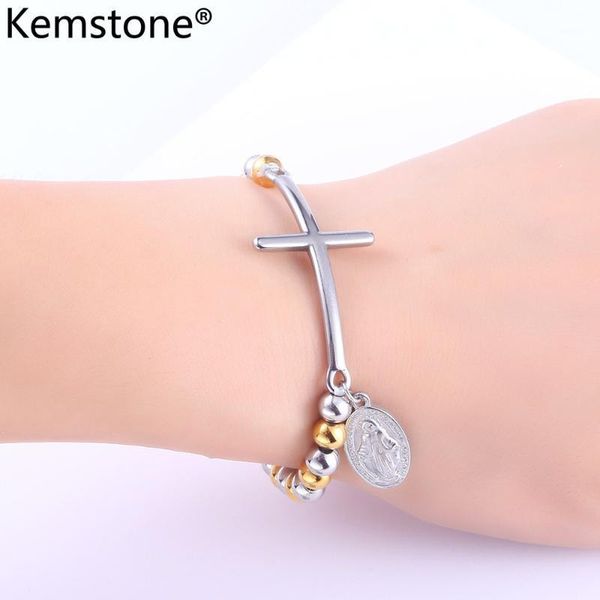 kemstone religious christian stainless steel gold silver black plated beads cross pray charm bracelet jewelry for women1, Golden;silver
kemstone religious christian stainless steel gold silver black plated beads cross pray charm bracelet jewelry for women1, Golden;silver