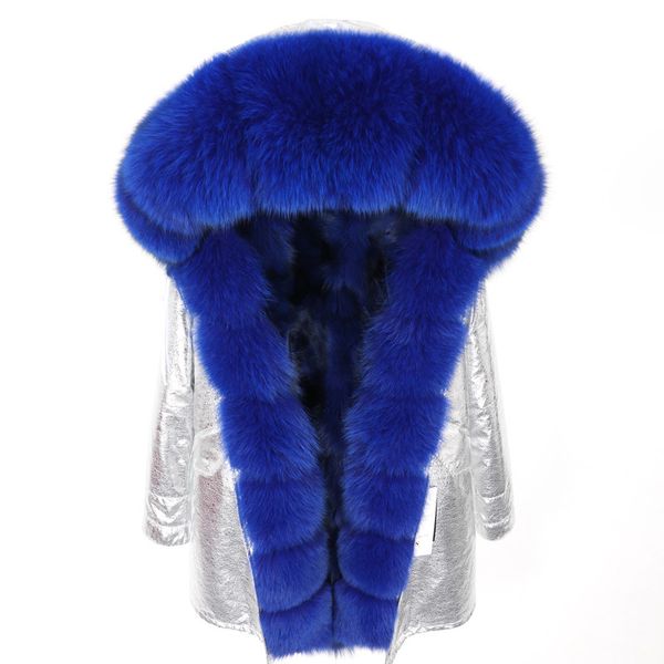 women's 2021 winter new coat royal parka detachable fox fur collar jmmb, Black
