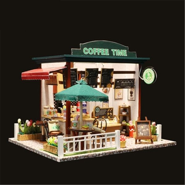 3d wooden diy coffe time dollhouse miniature cute mini doll house educational assemble kit christmas/birthday gift toy y200413
3d wooden diy coffe time dollhouse miniature cute mini doll house educational assemble kit christmas/birthday gift toy y200413