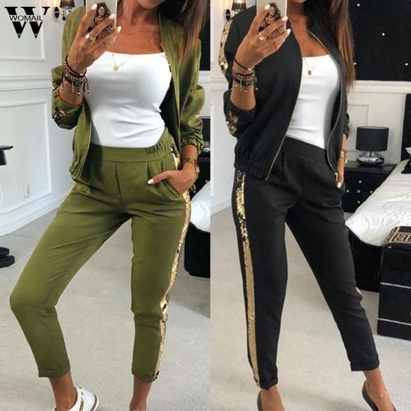 womail women tracksuit autumn fashion female two pieces long sleeve sequins jacket +long pant set 2pcs set sports suit women 831, Gray
womail women tracksuit autumn fashion female two pieces long sleeve sequins jacket +long pant set 2pcs set sports suit women 831, Gray