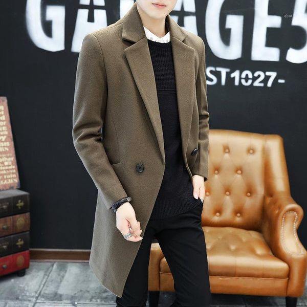 men's wool & blends men's winter coat in the long section of korean cultivating youth leisure woolen coat1, Black
men's wool & blends men's winter coat in the long section of korean cultivating youth leisure woolen coat1, Black