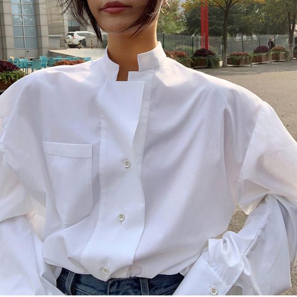 women's blouses & shirts autumn and spring 2021 women solid color wild casaul ladies fashion cotton clothing u693, White 
women's blouses & shirts autumn and spring 2021 women solid color wild casaul ladies fashion cotton clothing u693, White