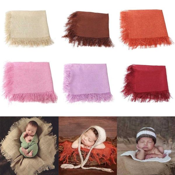 Baby Tassel Receiving Blanket Sleeping Swaddle Wrap Newborn Pgraphy Props 54df