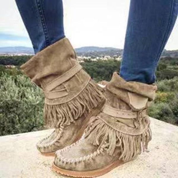 boots 2021 women ankle short tassels round toe buckle strap ethnic style warm non-slip shoe for lady botas mujer, Black
boots 2021 women ankle short tassels round toe buckle strap ethnic style warm non-slip shoe for lady botas mujer, Black