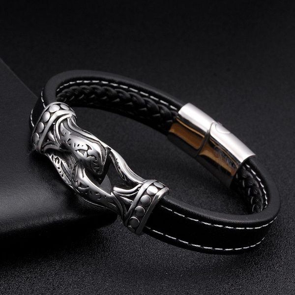 vintage braided wrap black genuine leather men bangles male sporty magnetic clasp chain link bracelets pulsera
vintage braided wrap black genuine leather men bangles male sporty magnetic clasp chain link bracelets pulsera