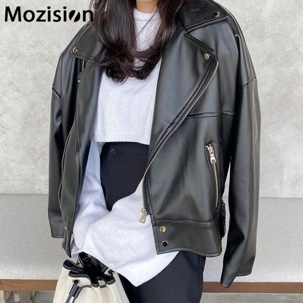 mozision notched collar zipper pu leather jacket women solid long sleeve coat female 2020 winter new casual pu leather coat, Black;brown
mozision notched collar zipper pu leather jacket women solid long sleeve coat female 2020 winter new casual pu leather coat, Black;brown