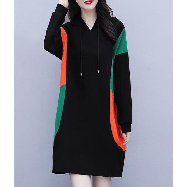 2021 new autumn women's dress plus size 5xl long sleeve color matching hooded loose casual elegant ladies dresses vestidos w223, Black;gray
2021 new autumn women's dress plus size 5xl long sleeve color matching hooded loose casual elegant ladies dresses vestidos w223, Black;gray
